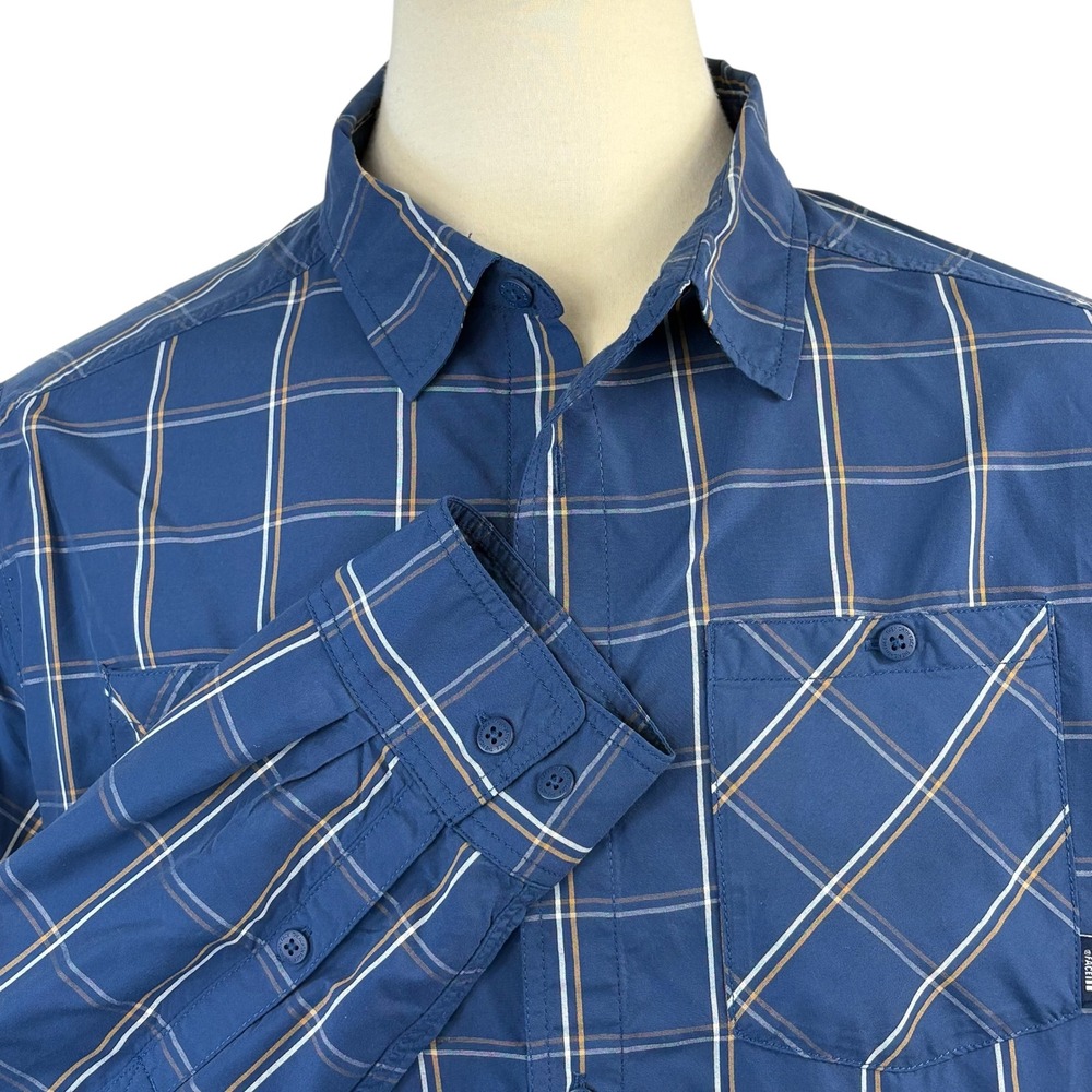 The North Face Mens XXL Shirt Blue Plaid Button Down Long Sleeve Outdoor